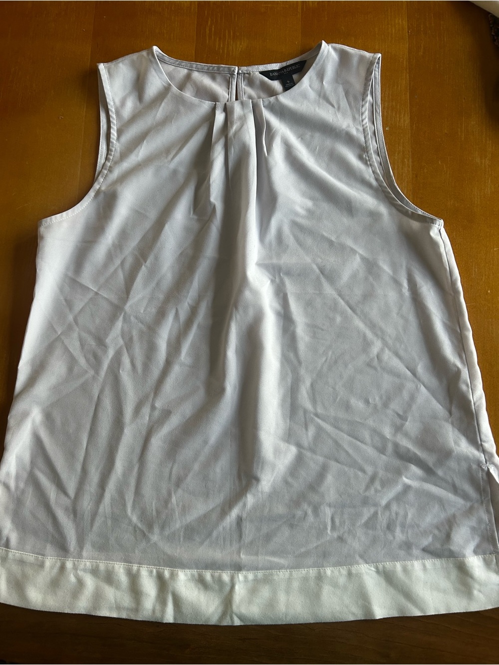 Banana Republic White Pleated Neck Shell